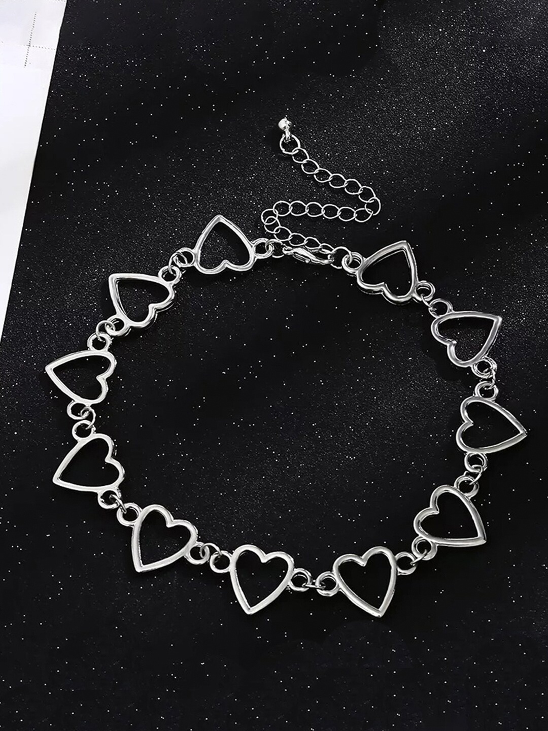 

Jewels Galaxy Brass Silver-Plated Choker Necklace