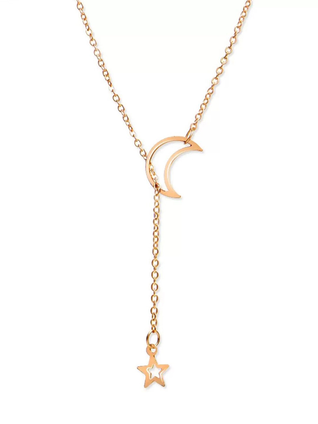 

Jewels Galaxy Brass Gold-Plated Moon-Star Necklace