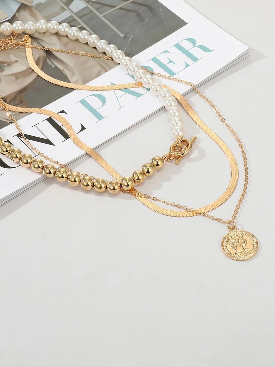 

Jewels Galaxy Women Set Of 3 Gold-Plated Necklace