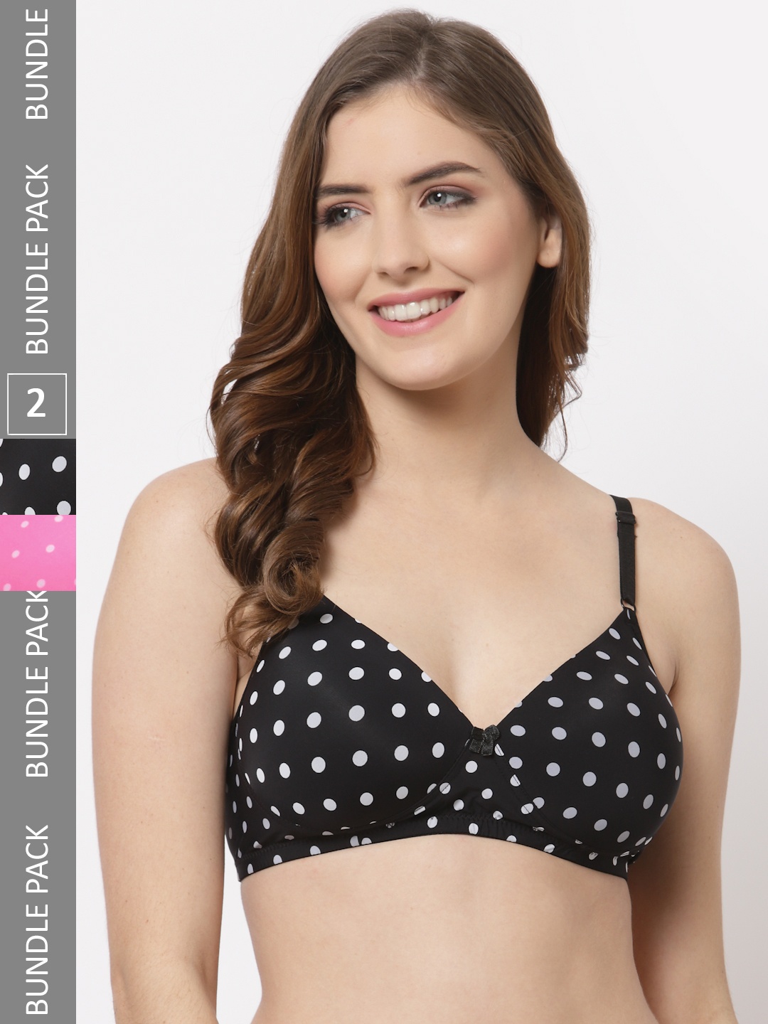 

CUKOO Pack of 2 Lightly Padded Non-Wired All Day Comfort Everyday Bra, Black