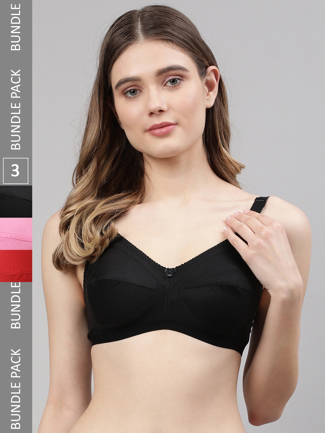 

CUKOO Pack Of 3 Non Padded & Non-Wired Everyday Bra, Black