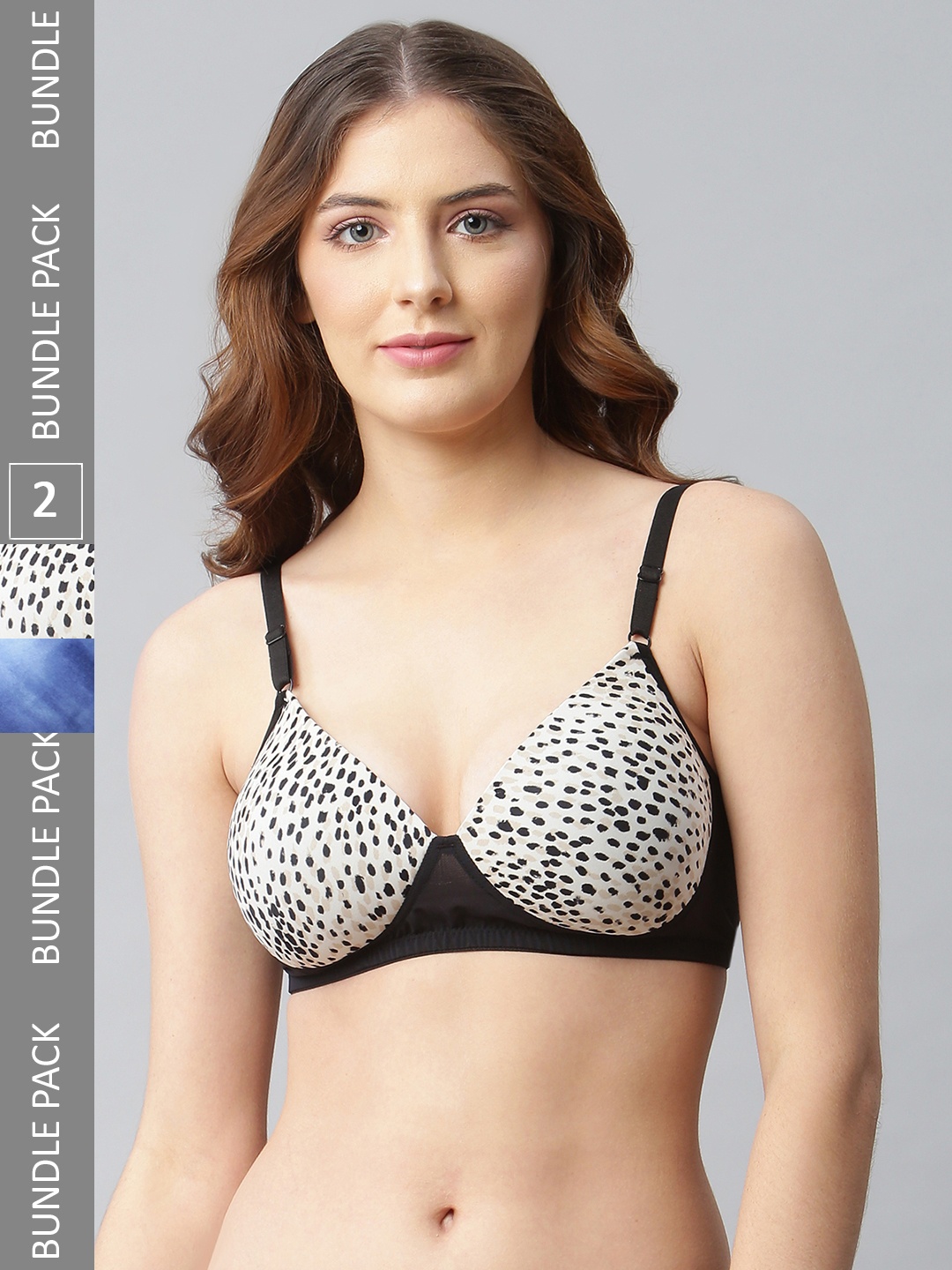 

CUKOO Pack of 2 Lightly Padded Non-Wired All Day Comfort Everyday Bra, Black