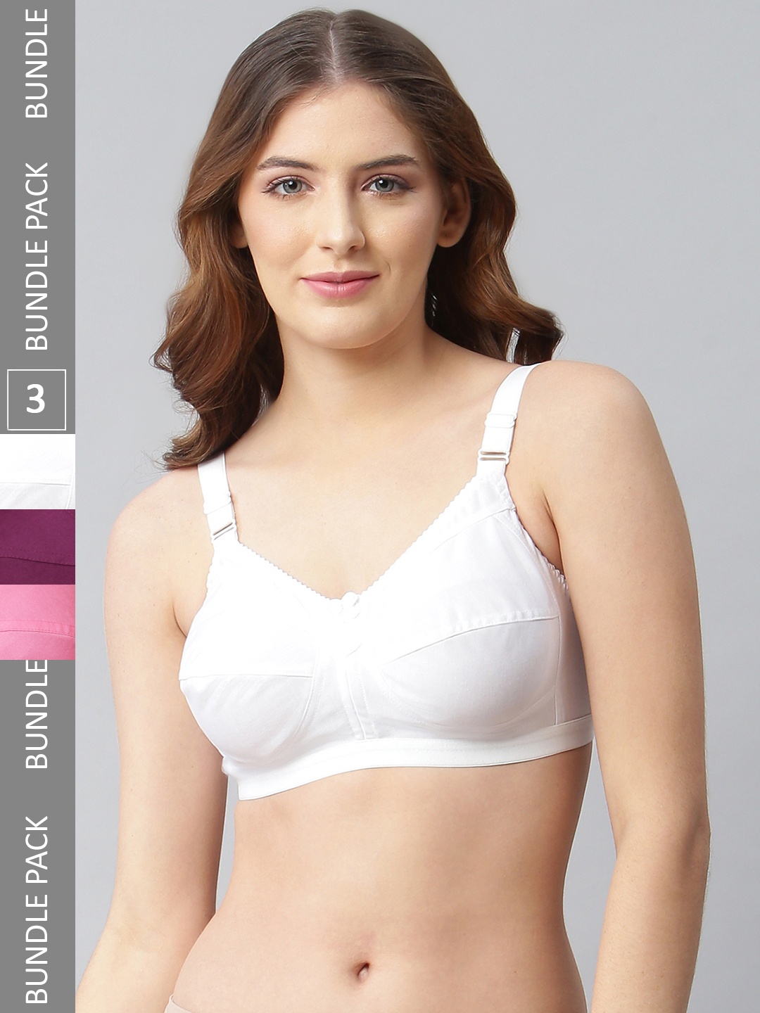 

CUKOO Pack Of 3 Non Padded Pure Cotton All Day Comfort Non-Wired Bra, Pink