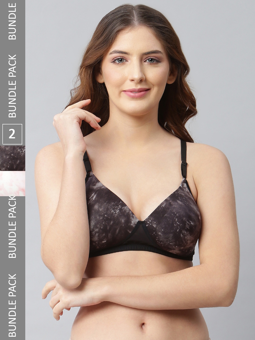 

CUKOO Pack of 2 Lightly Padded Non-Wired All Day Comfort Everyday Bra, Pink