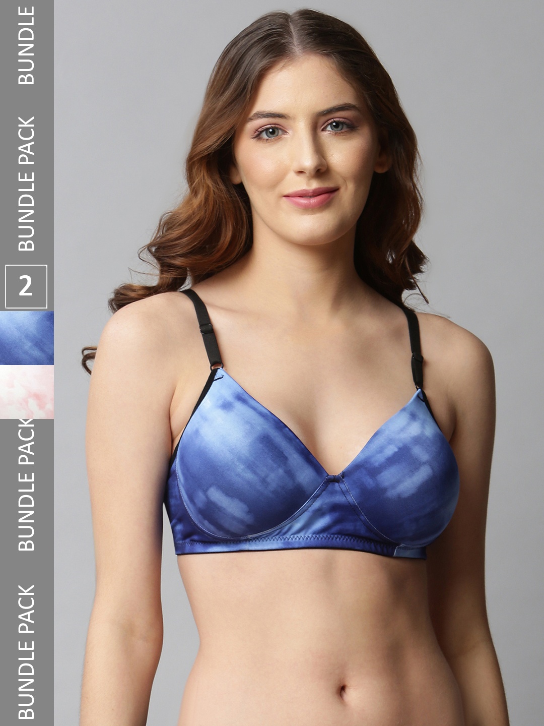 

CUKOO Pack of 2 Lightly Padded Non-Wired All Day Comfort Everyday Bra, Blue