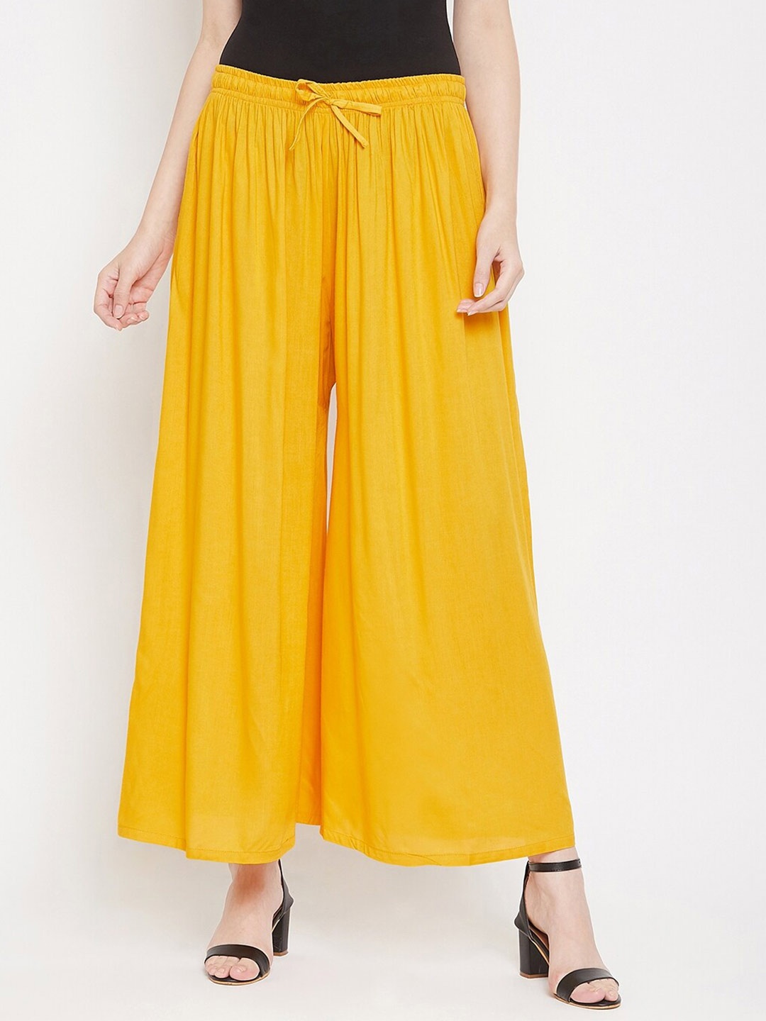 

Castle Lifestyle Women Wide Leg Flared Rayon Palazzo, Mustard