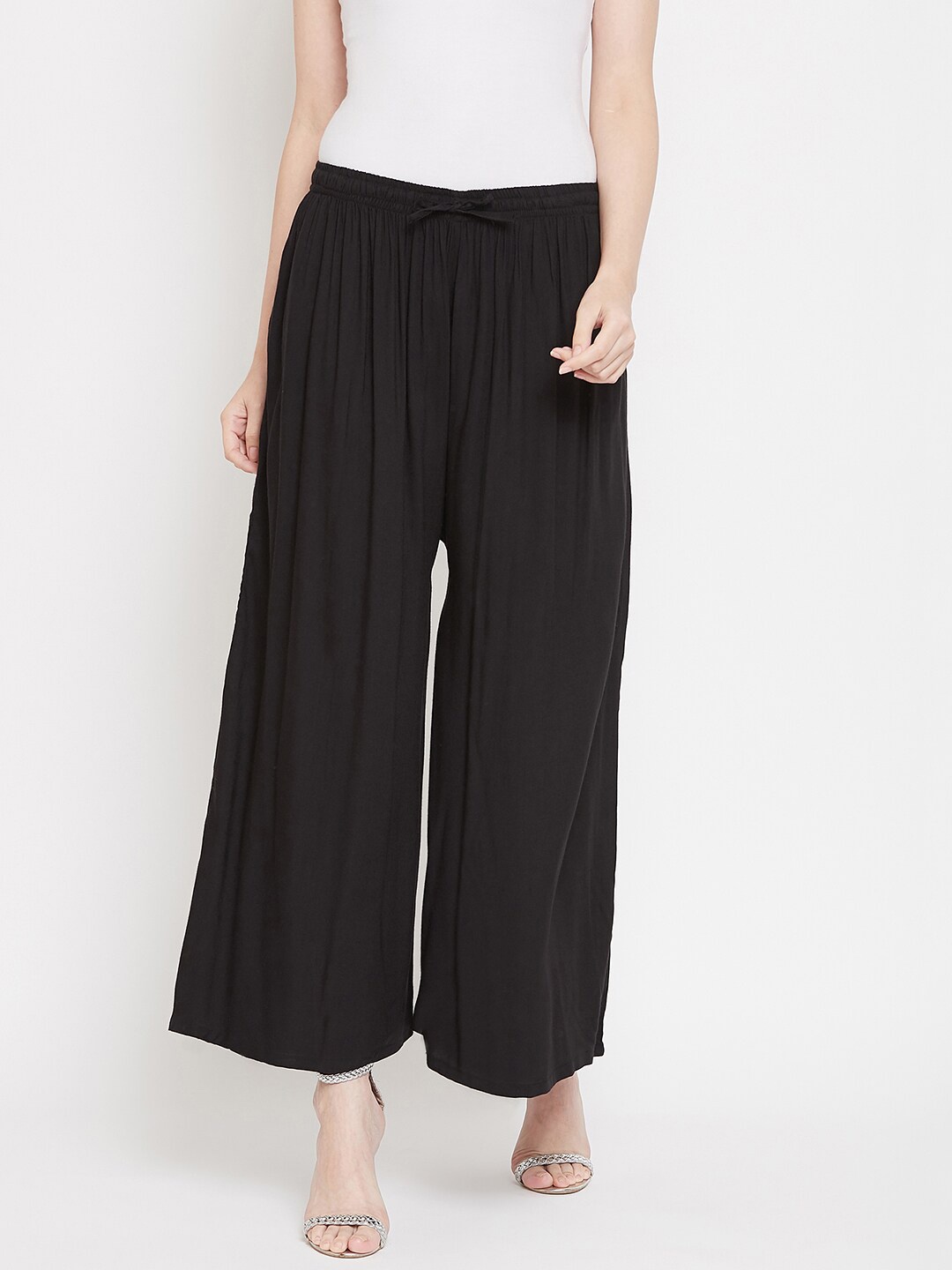 

Castle Lifestyle Women Wide Leg Flared Rayon Palazzo, Black