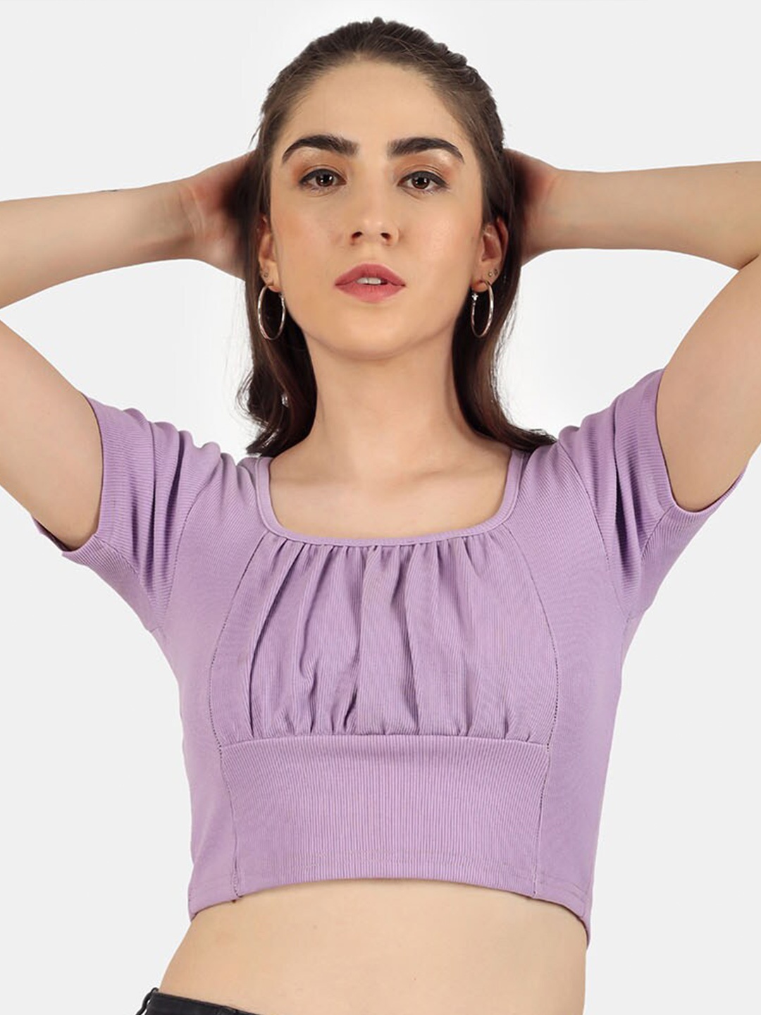 

angloindu Square Neck Crop Top, Purple