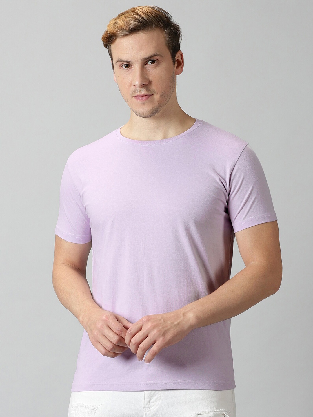 

The Short Store Men Slim Fit Cotton T-shirt, Lavender