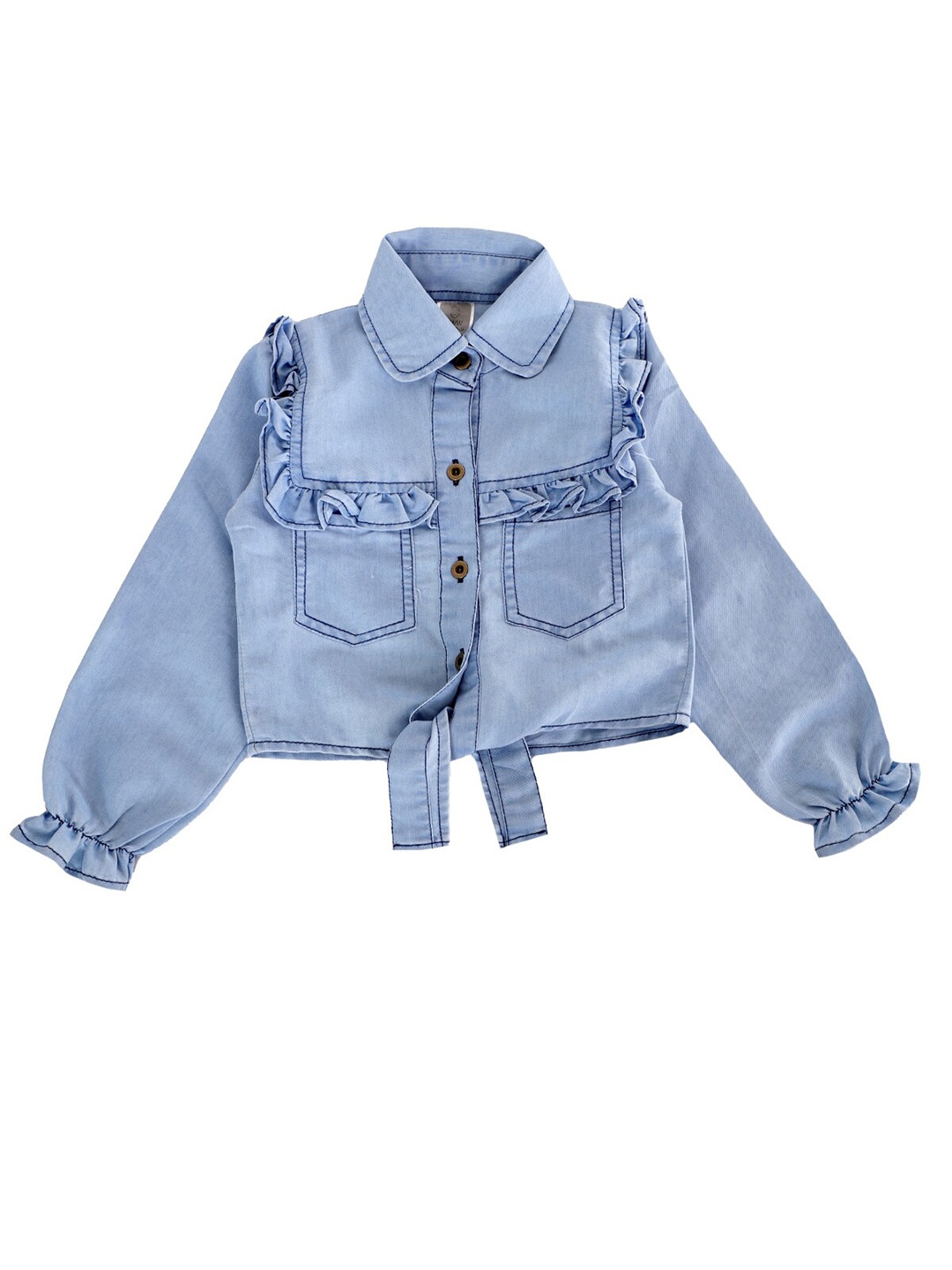 

AWW HUNNIE Girls Denim Cotton Casual Shirt, Blue