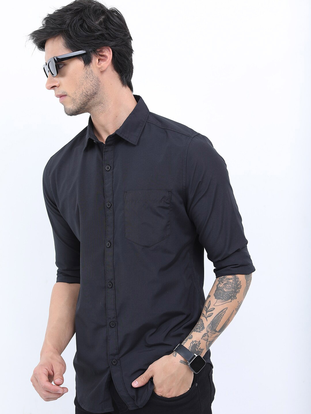 

KETCH Men Slim Fit Casual Shirt, Black