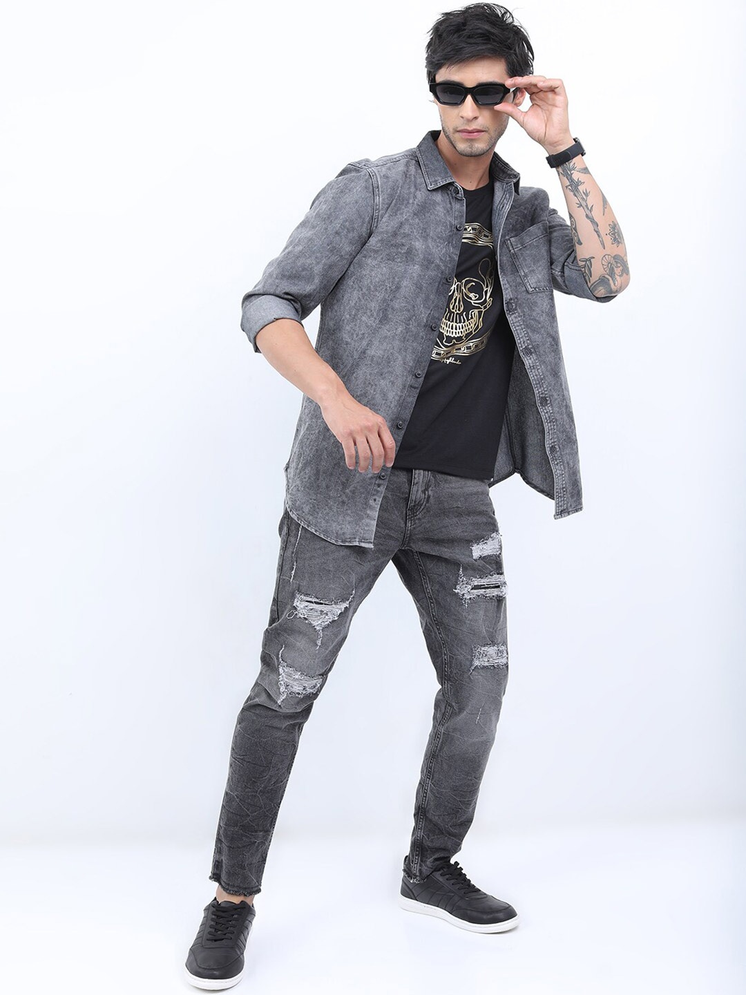 

KETCH Spread Collar Slim Fit Casual Cotton Shirt, Grey