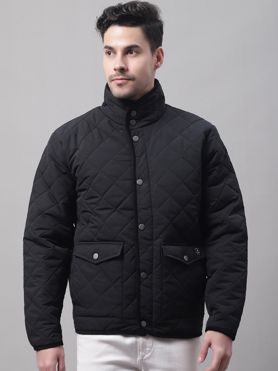 

Cantabil Mock collar Long sleeve Lightweight Quilted Jacket, Black