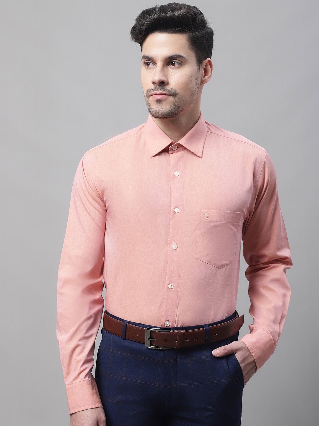 

Cantabil Spread Collar Regular Fit Formal Cotton Shirt, Peach