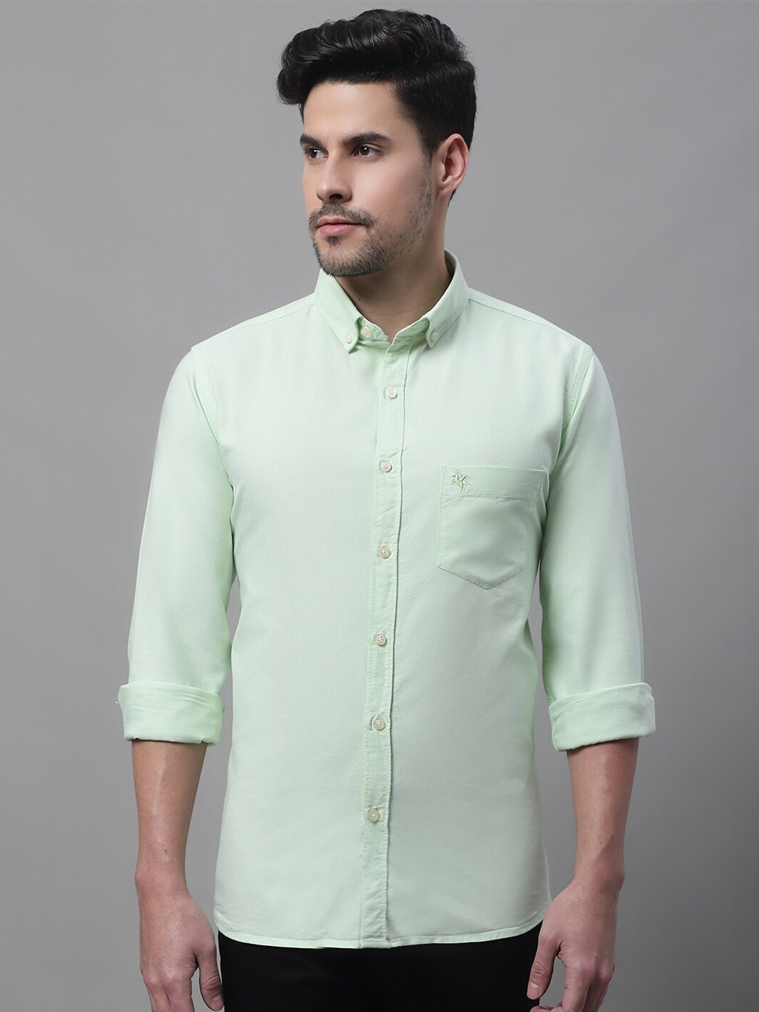 

Cantabil Men Casual Cotton Shirt, Green