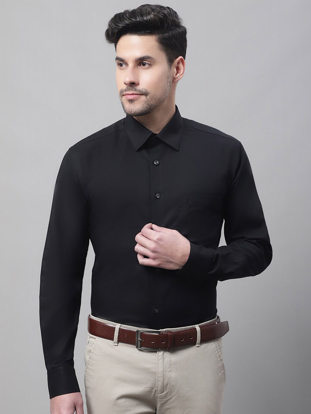 

Cantabil Men Formal Cotton Shirt, Black