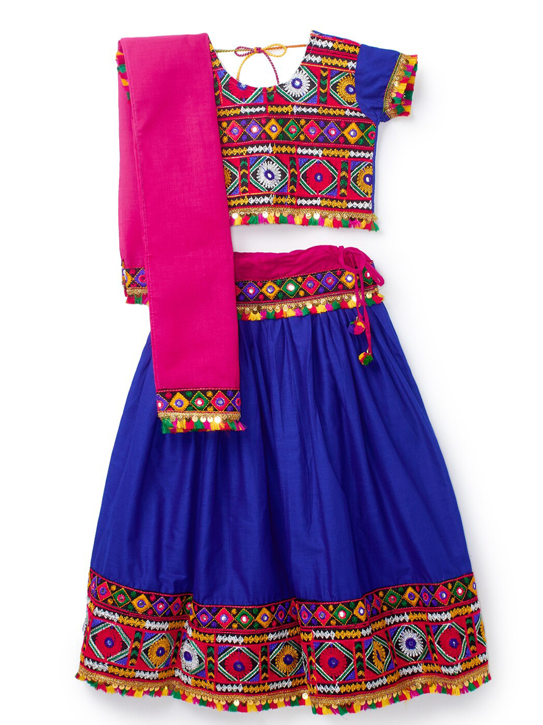 

BANJARA INDIA Girls Embroidered Cotton Ready to Wear Lehenga & Blouse With Dupatta, Blue
