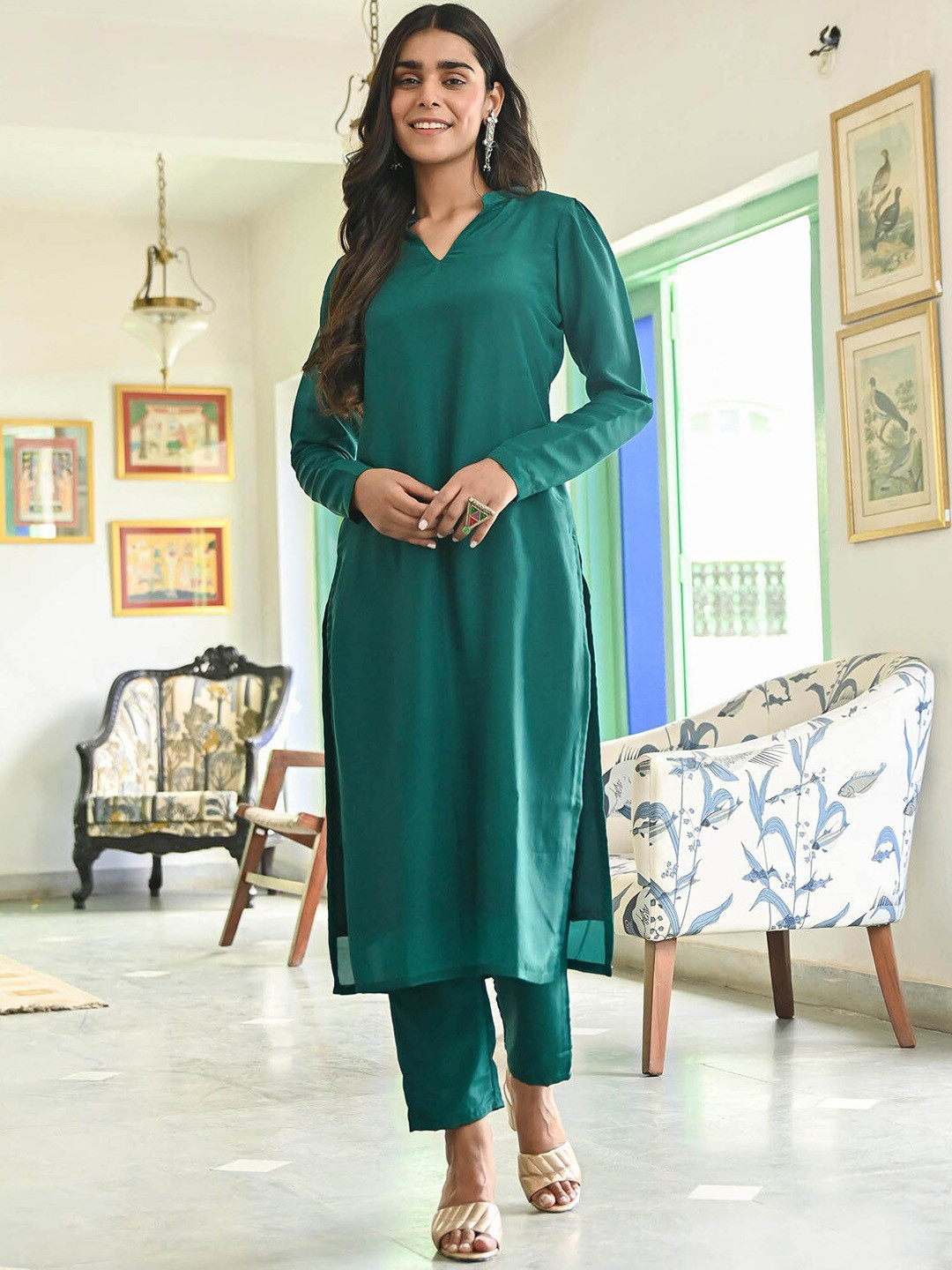 

Lavanya The Label Pure Silk Kurta with Trousers Set, Green
