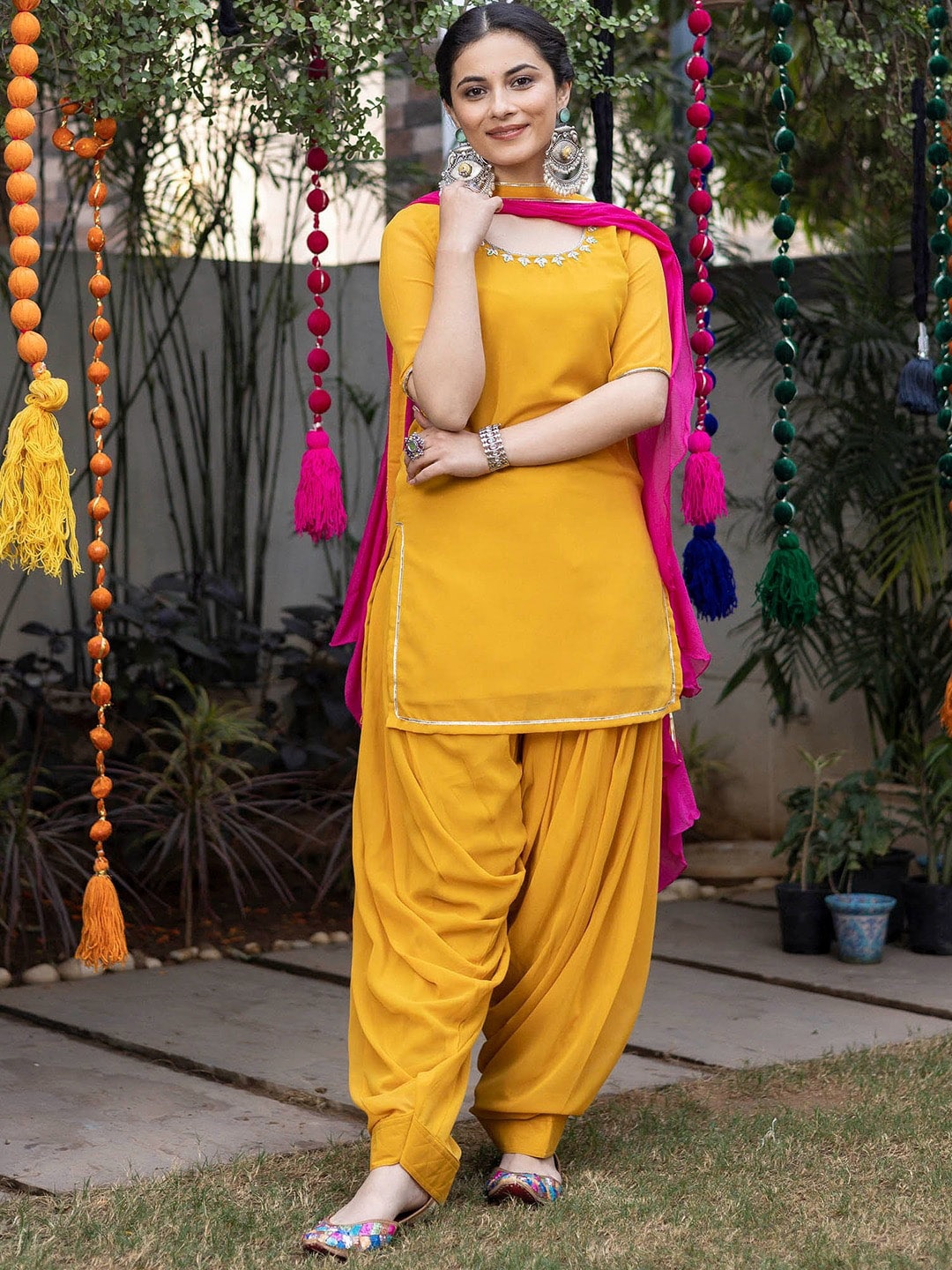 

Lavanya The Label Gotta Patti Kurta with Patiala & With Dupatta, Mustard