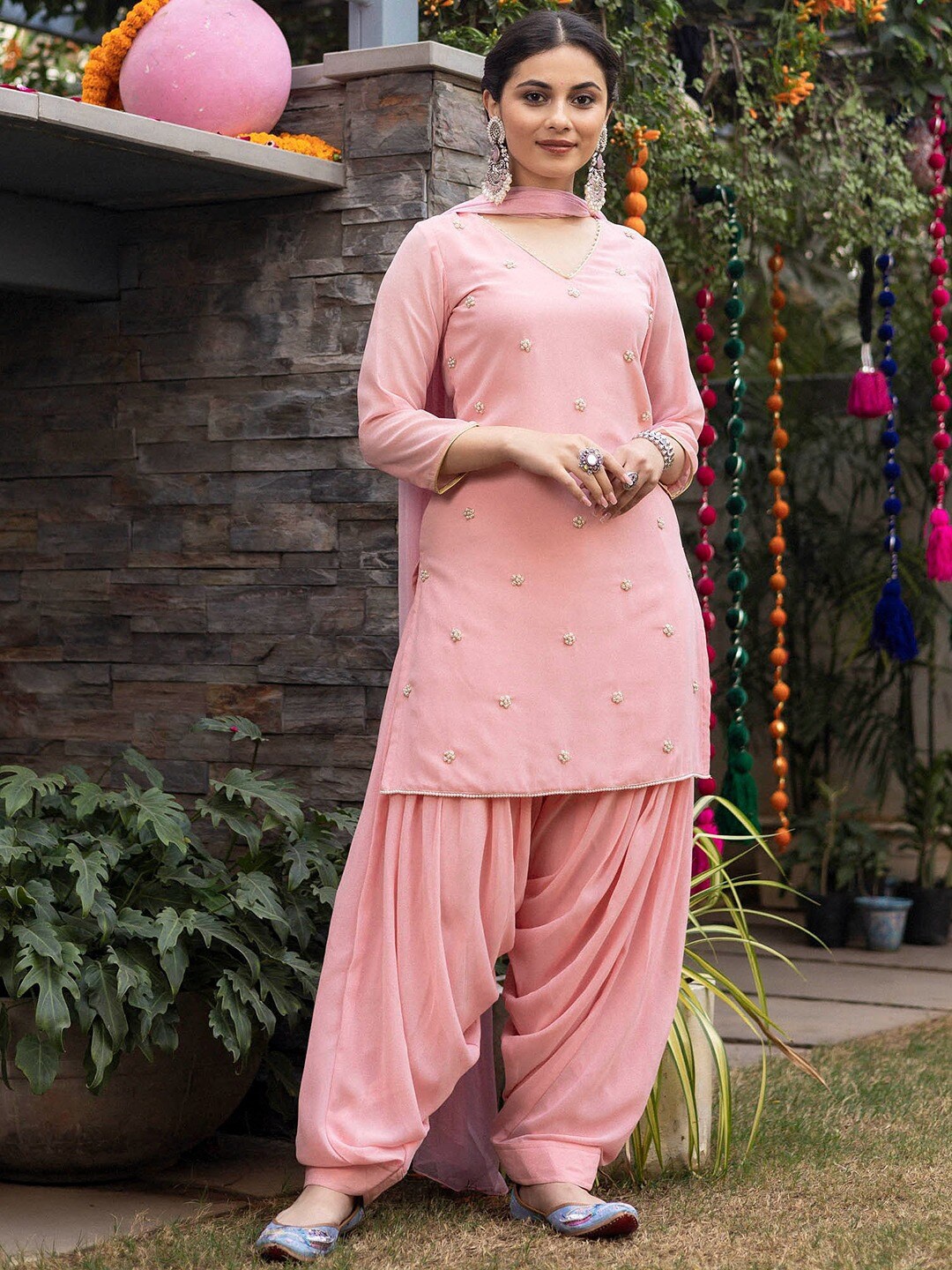

Lavanya The Label Floral Embellished Kurta with Patiala & With Dupatta, Pink