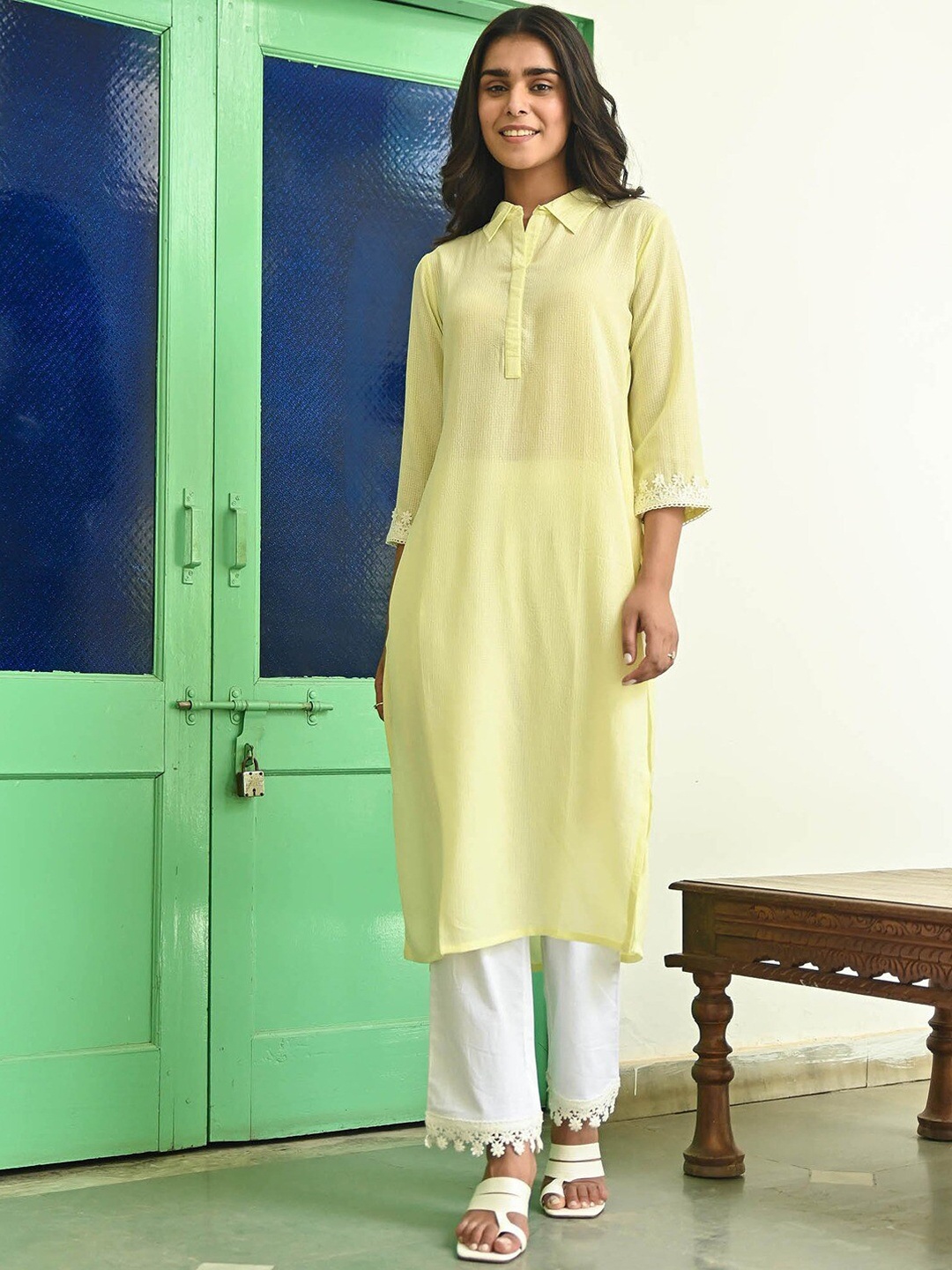 

Lavanya The Label Women Straight Kurta with Trousers, Yellow