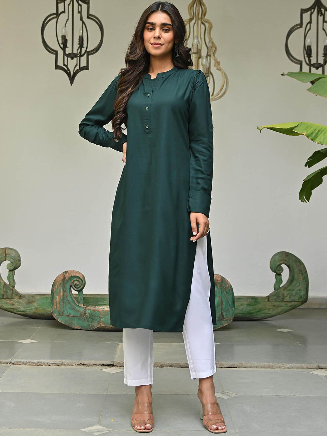 

Lavanya The Label Women Pure Cotton Kurta with Trousers, Green