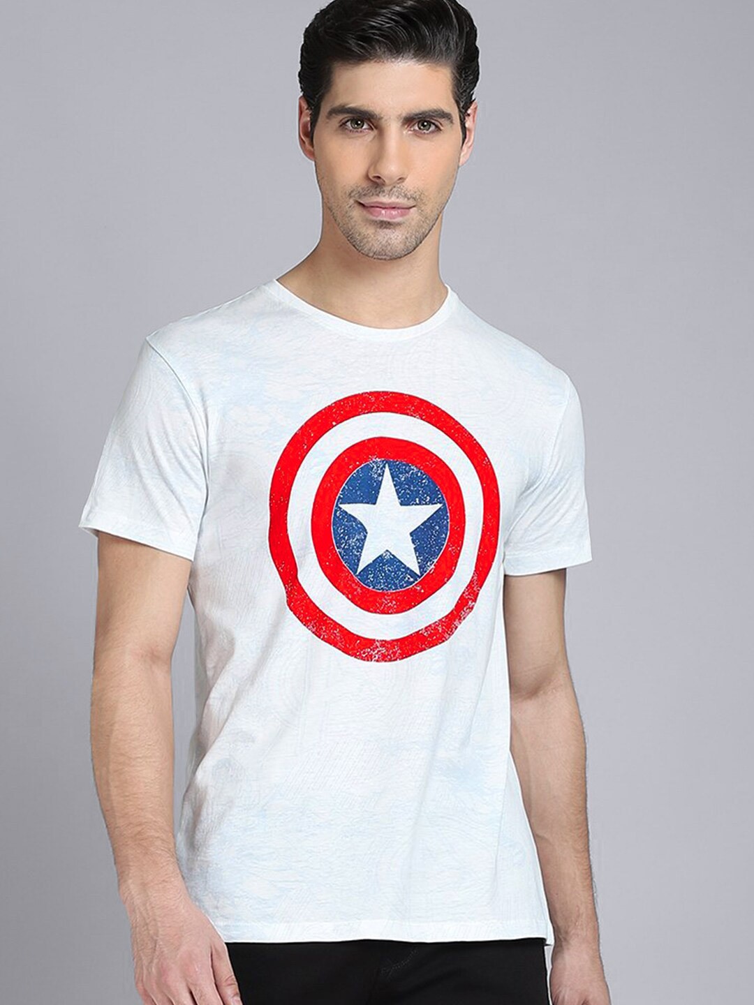 

Free Authority Captain America Printed Slim-Fit Cotton T-Shirts, White