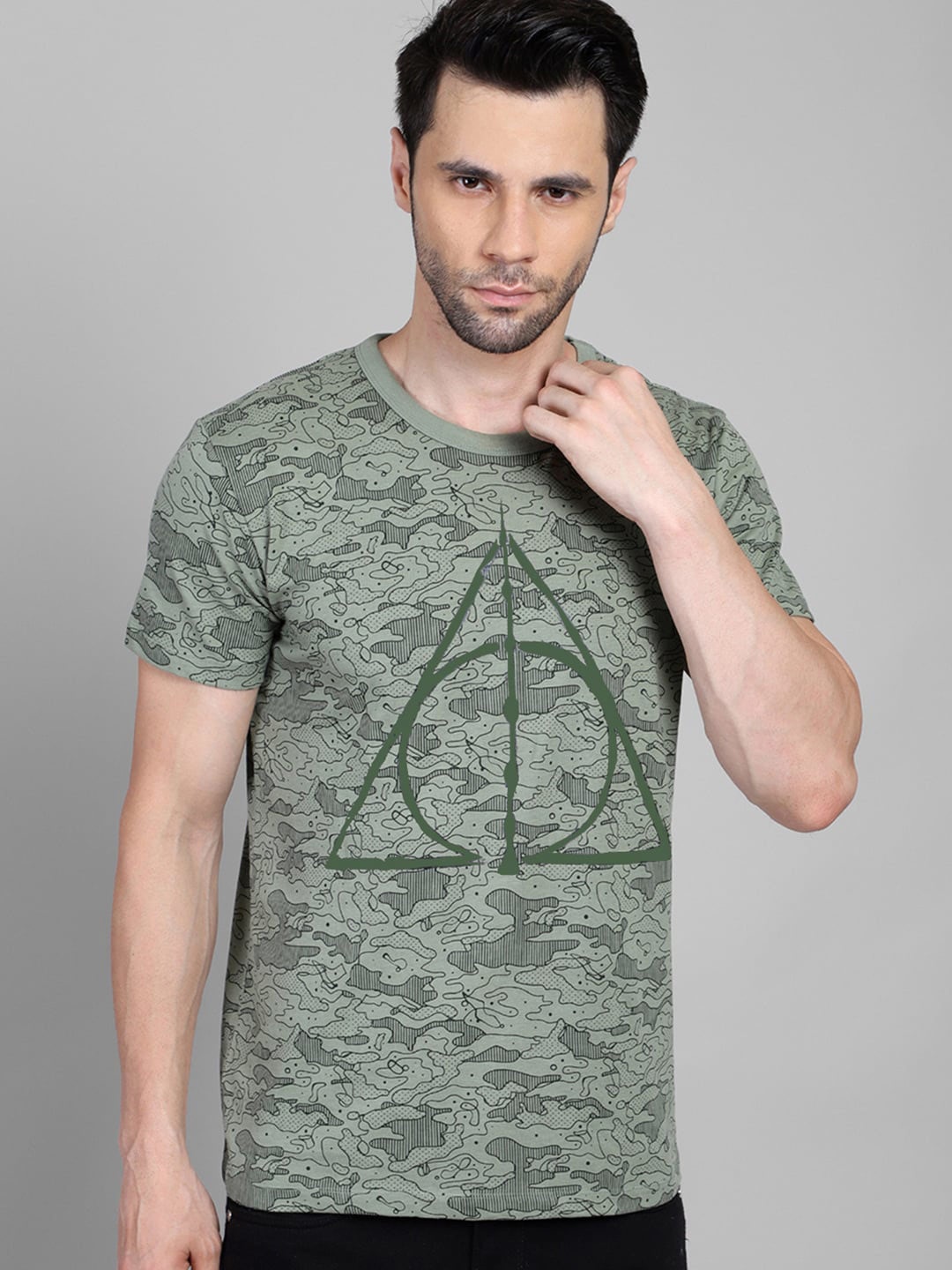 

Free Authority Deathly Hallows Printed Cotton T-Shirt, Olive