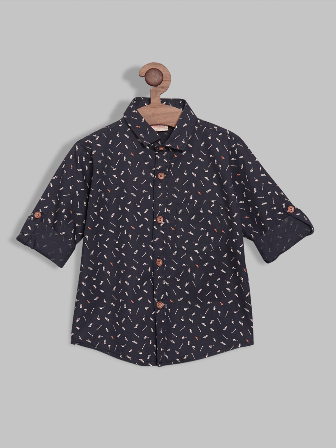 

RIKIDOOS Boys Conversational Printed Cotton Shirt, Blue