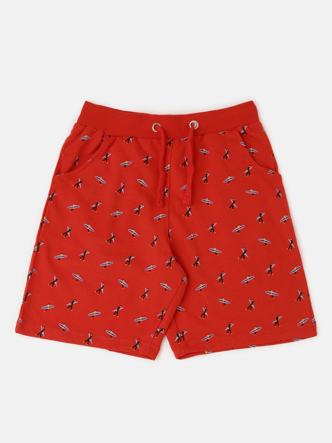 

PIPIN Boys Printed Cotton Regular Fit Shorts, Red