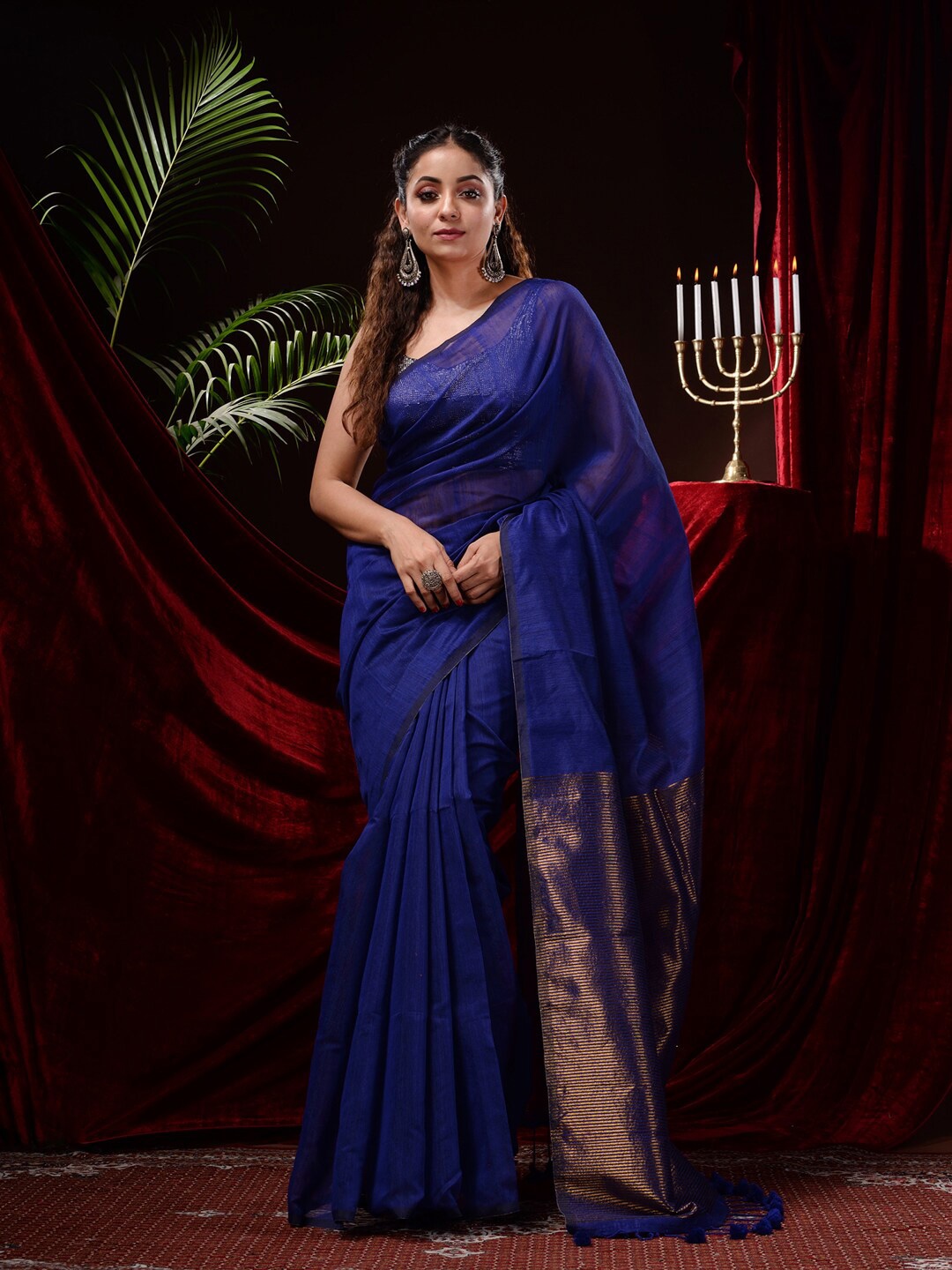 

Mitera Zari Work Saree, Blue