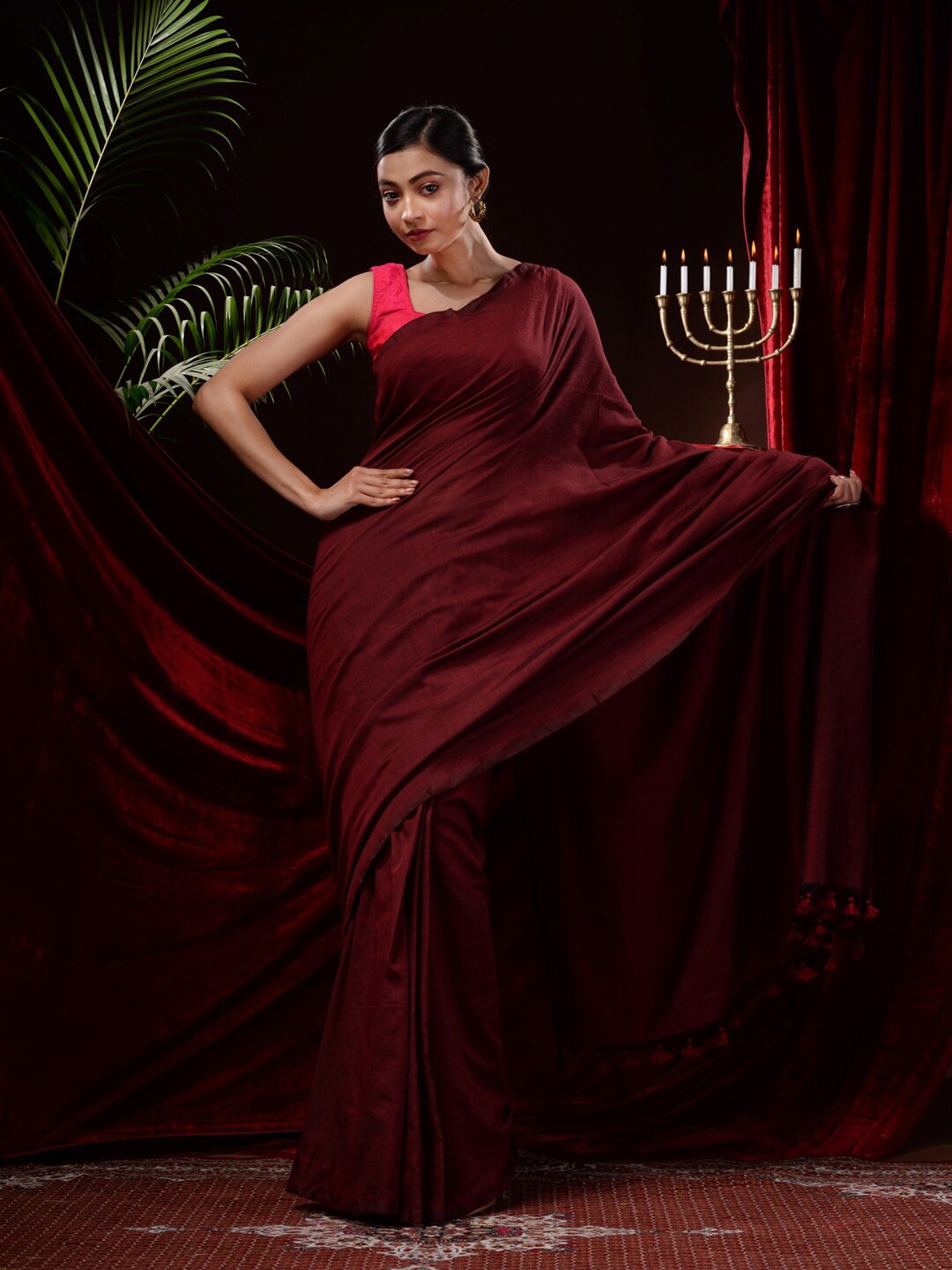 

Mitera No Border Pure Cotton Saree, Maroon