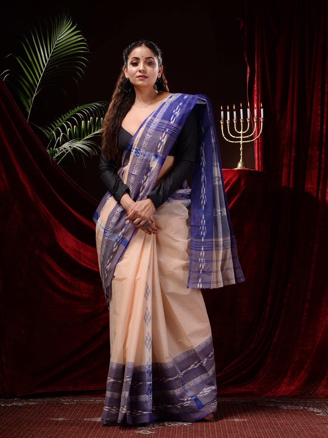 

Mitera Ethnic Motif Pure Cotton Saree, Off white