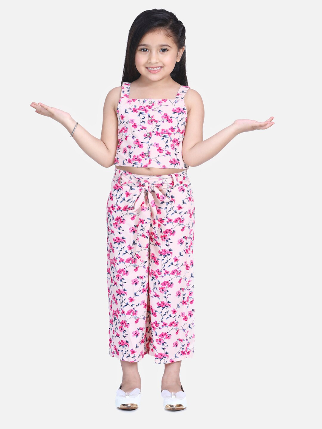 

Naughty Ninos Girls Printed Top With Palazzos, Pink