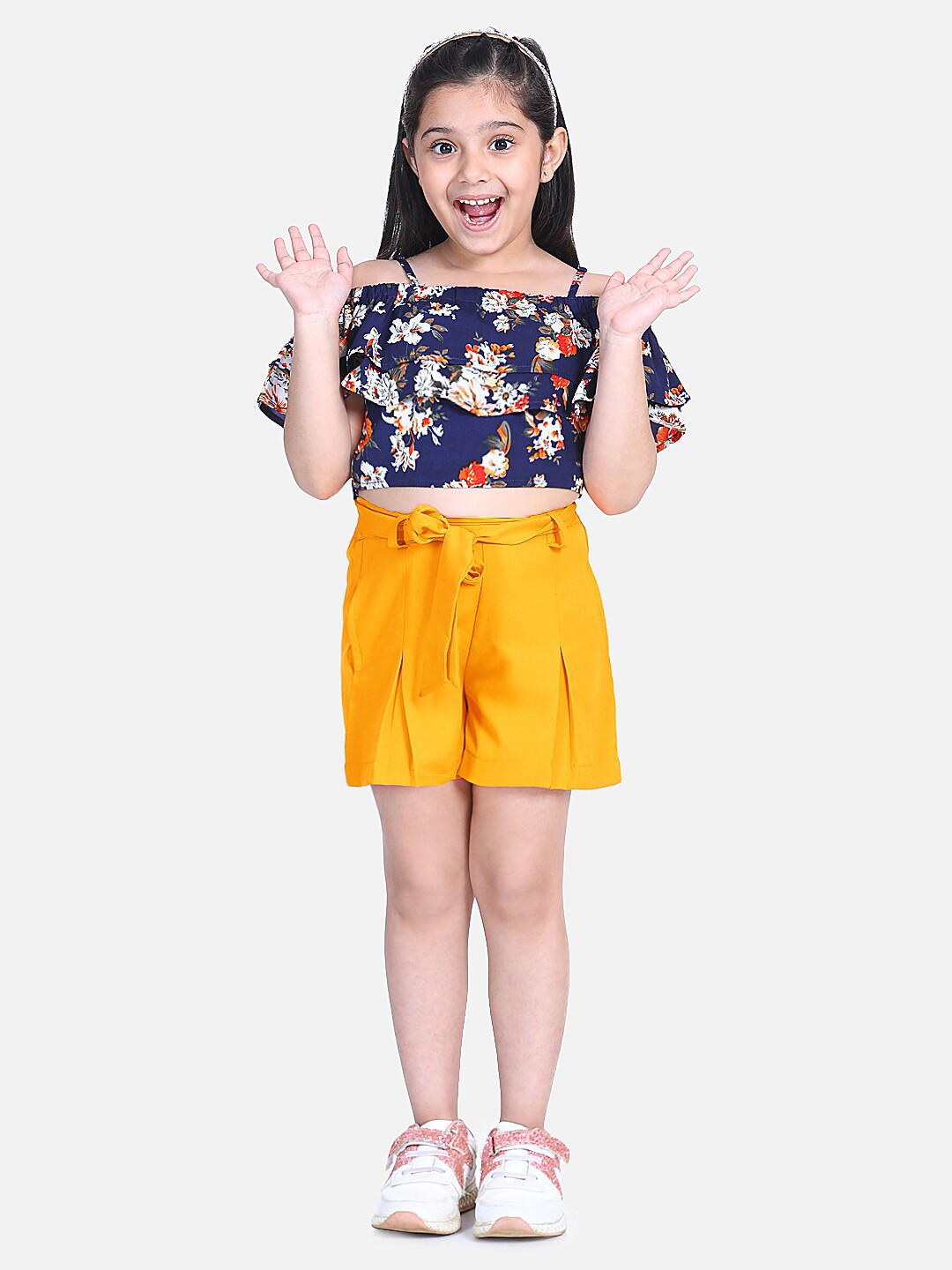 

Naughty Ninos Girls Floral Printed Top with Shorts, Blue