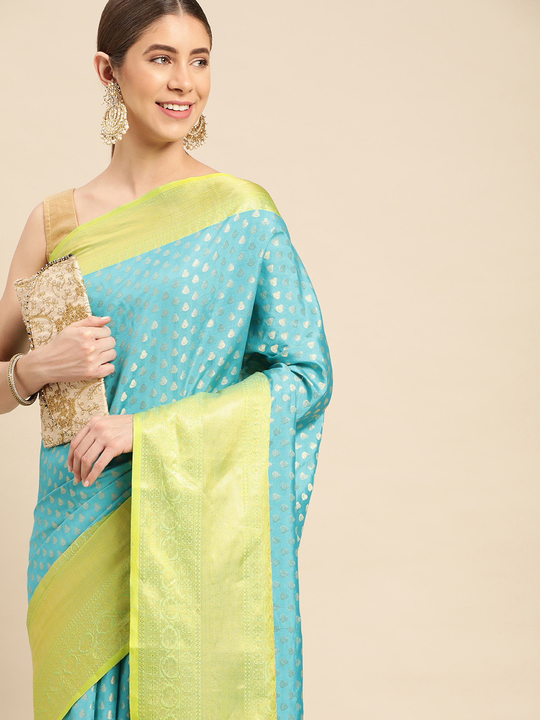 

VASTRANAND Woven Design Ethnic Motifs Zari Art Silk Banarasi Saree, Blue