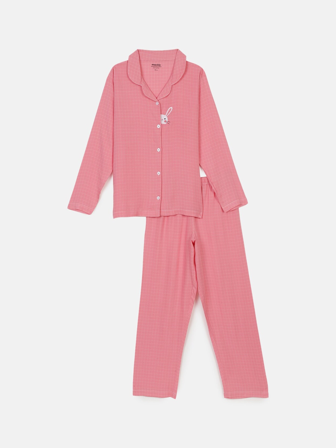 

mackly Girls Checked Night Suit, Peach