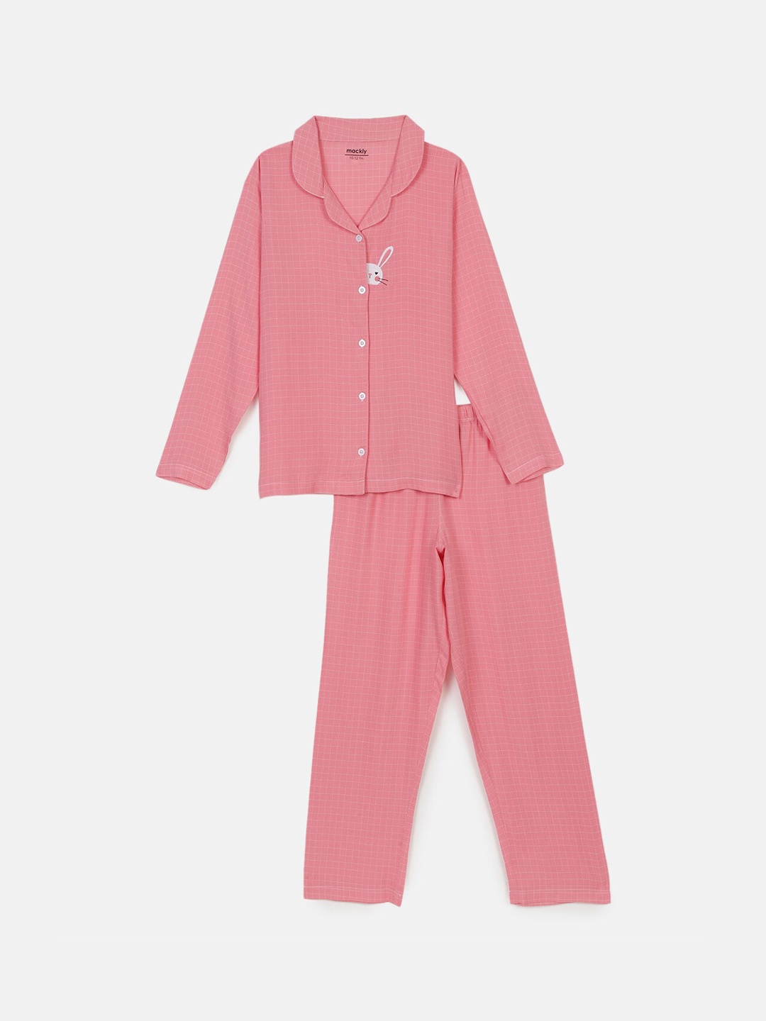 

mackly Girls Checked Night Suit, Peach