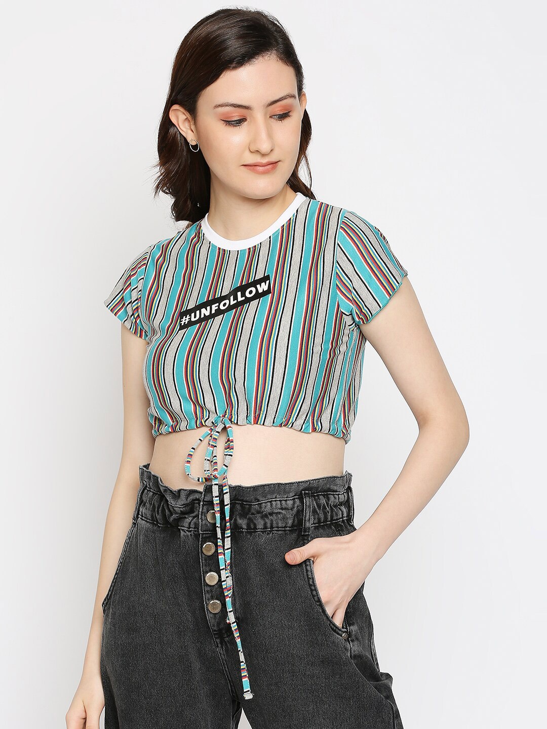 

Disrupt Women Striped Cotton T-shirt, Blue