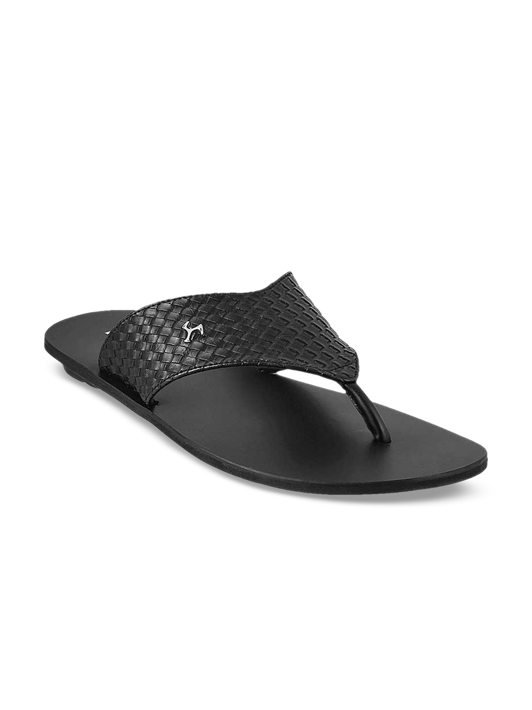 

Mochi Men Black Textured Sandals