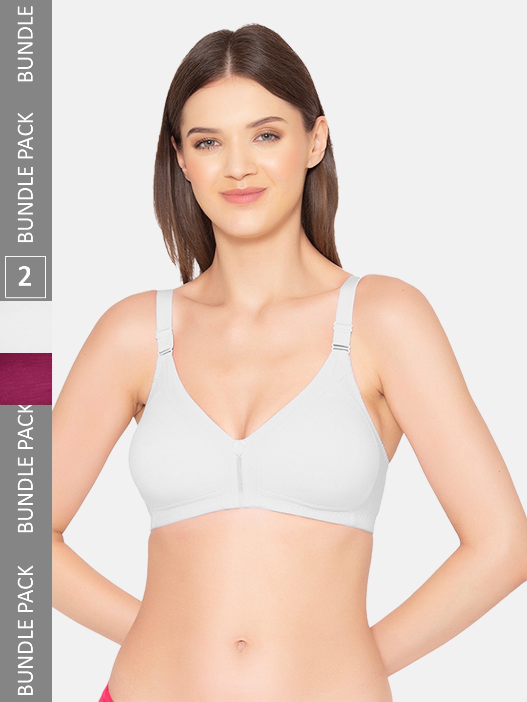 

GROVERSONS Paris Beauty Pack of 2 Non-Wired Seamless All Day Comfort Minimiser Bra, Grey