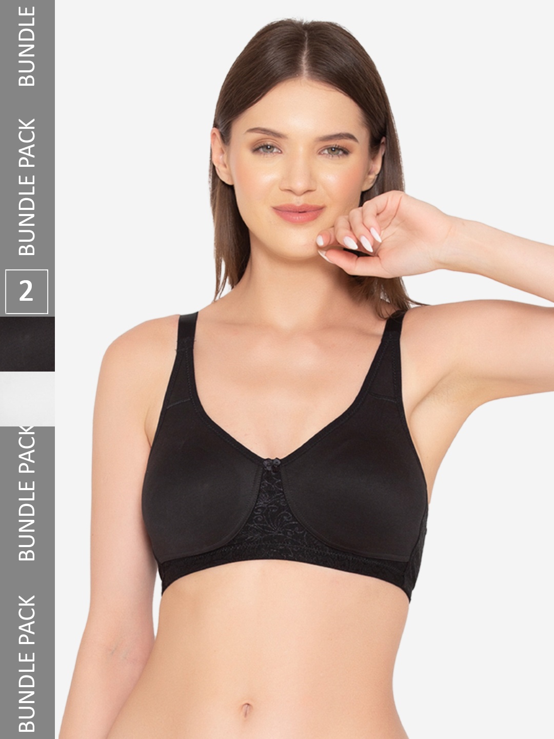 

GROVERSONS Paris Beauty Pack of 2 Non- Padded Seamless Bra, White