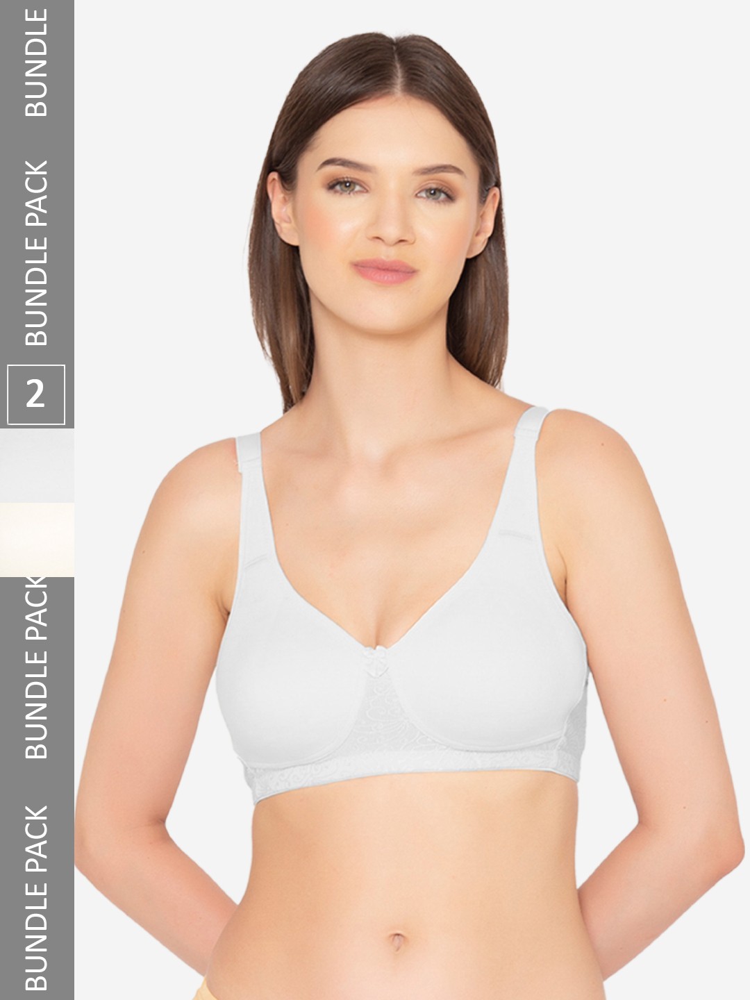 

GROVERSONS Paris Beauty Pack of 2 Non- Padded Seamless Bra, Grey