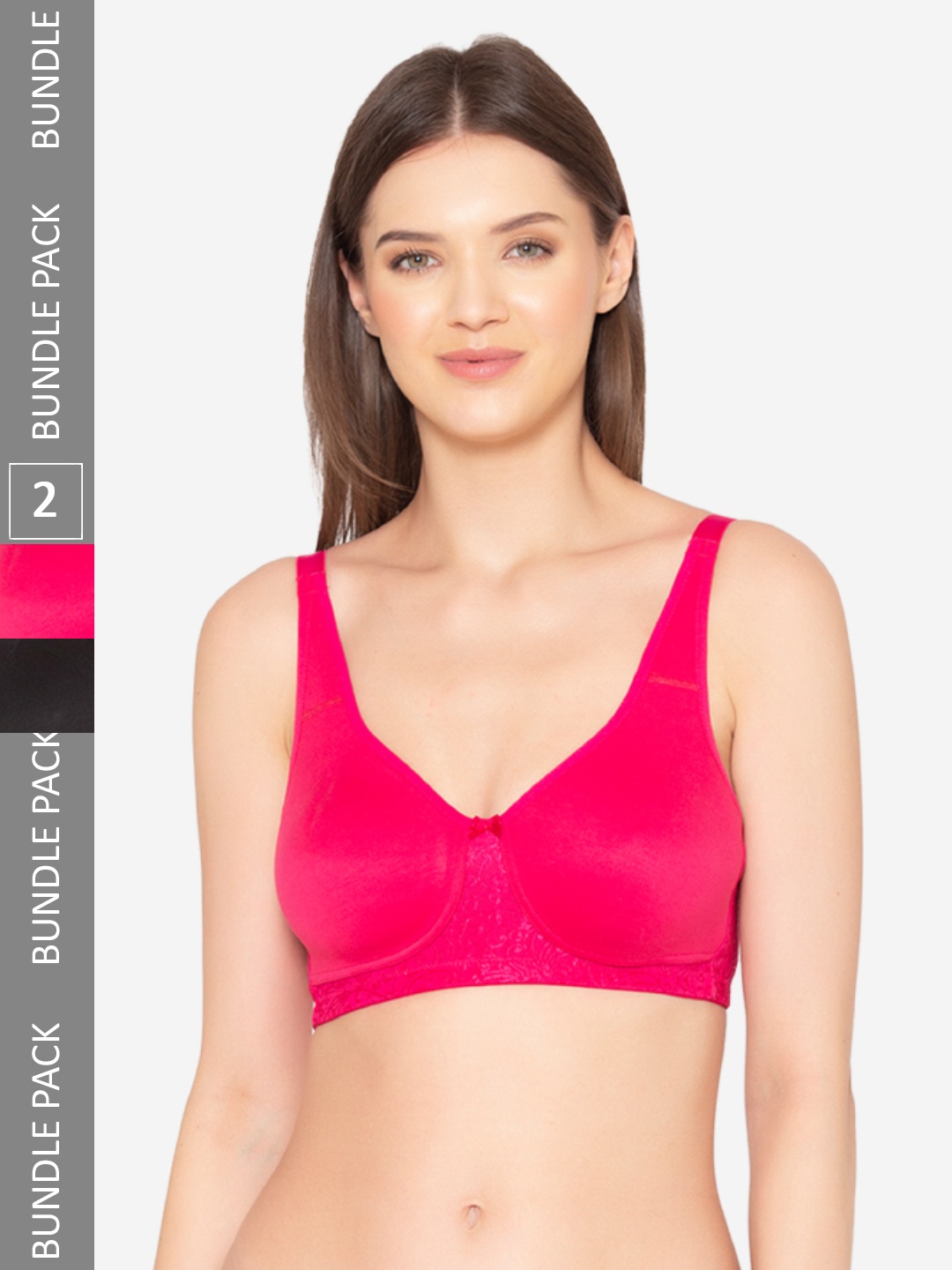 

GROVERSONS Paris Beauty Pack of 2 Non- Padded Seamless Bra, Fuchsia