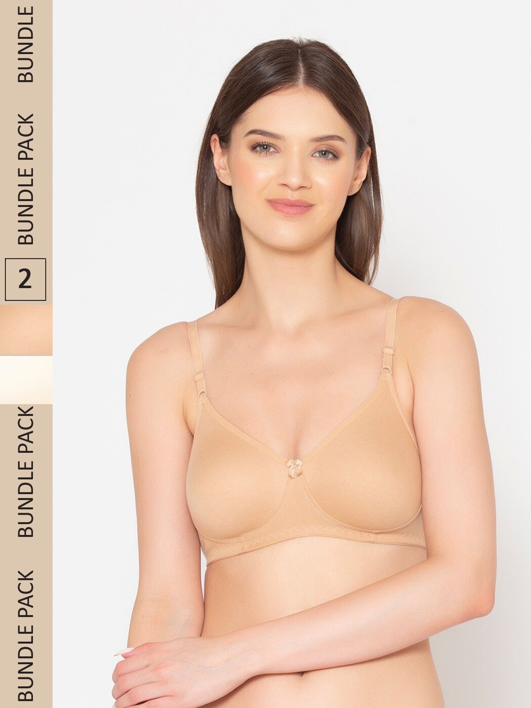 

GROVERSONS Paris Beauty Pack of 2 Non- Padded Seamless Bra, Beige