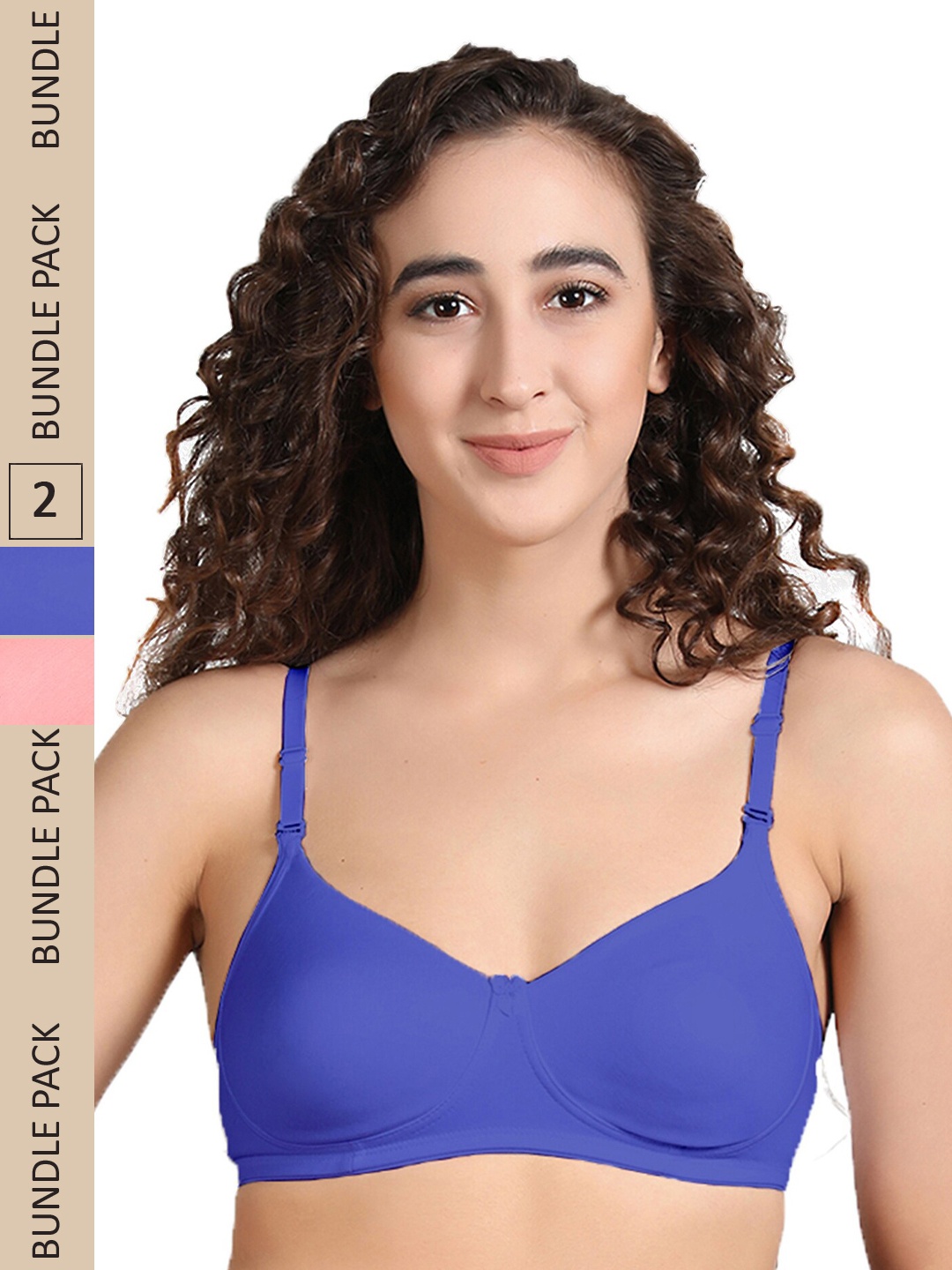 

GROVERSONS Paris Beauty Pack of 2 Non-Padded Cotton Minimizer Bra, Blue