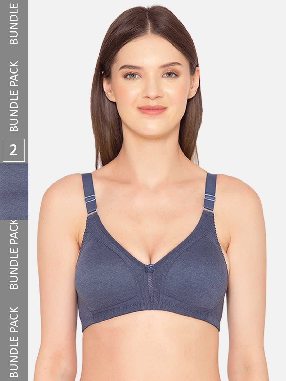 

GROVERSONS Paris Beauty Pack of 2 Non-Padded Cotton Seamless Cotton Bra, Blue
