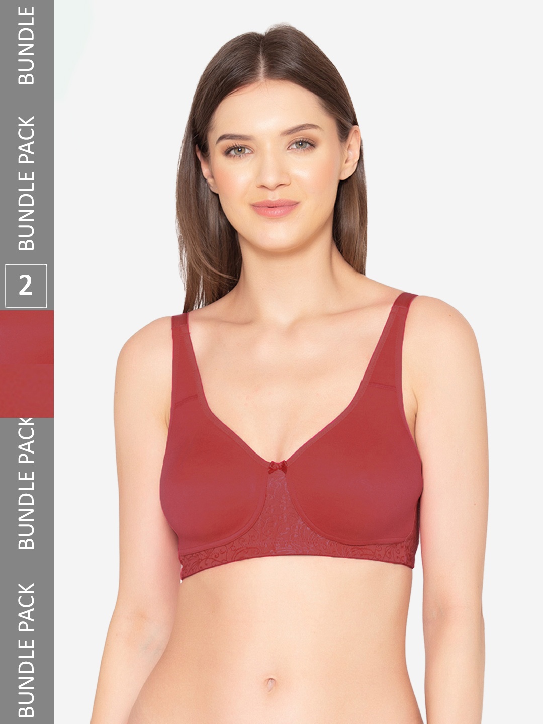 

GROVERSONS Paris Beauty Pack of 2 Non-Padded T-Shirt Bra, Maroon