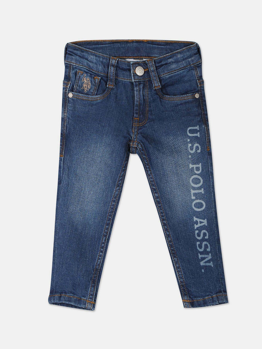 

U.S. Polo Assn. Kids Boys Slim Fit Light Fade Cotton Jeans, Blue