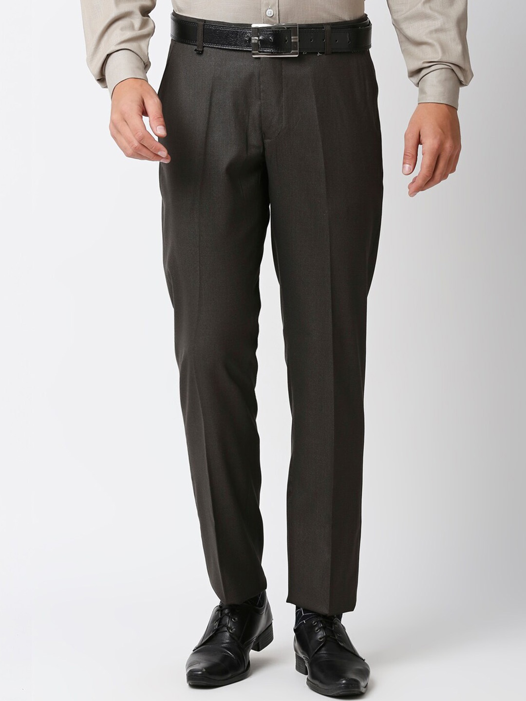 

Solemio Men Mid-Rise Regular Fit Formal Trousers, Brown
